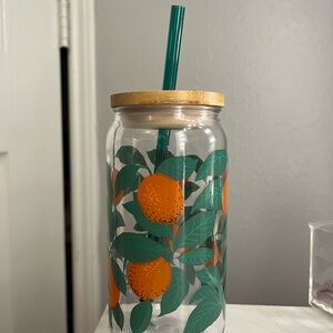 Altar'd State Orange and Green Glass Tumbler